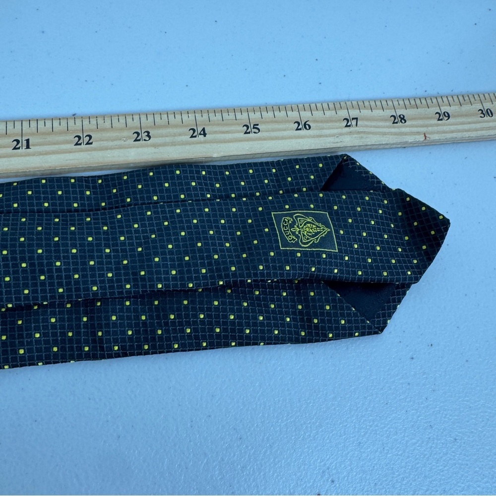 Gucci Silk Tie Gray Yellow Micro Dot Pattern Designer Luxury Necktie - Picture 9 of 16